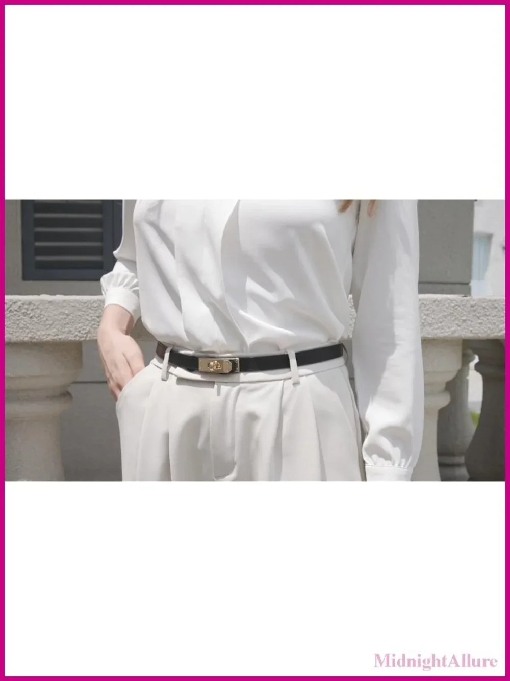 Skinny Leather Belt Adjustable Dress Belt Gold Buckle